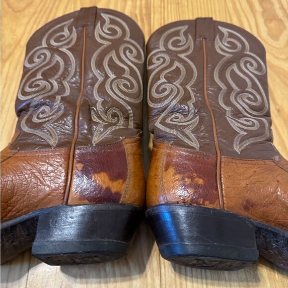 Vintage Tony Lama Exotic Ostrich Quill Western Cowboy Boots 8D Made in USA - Picture 11 of 14